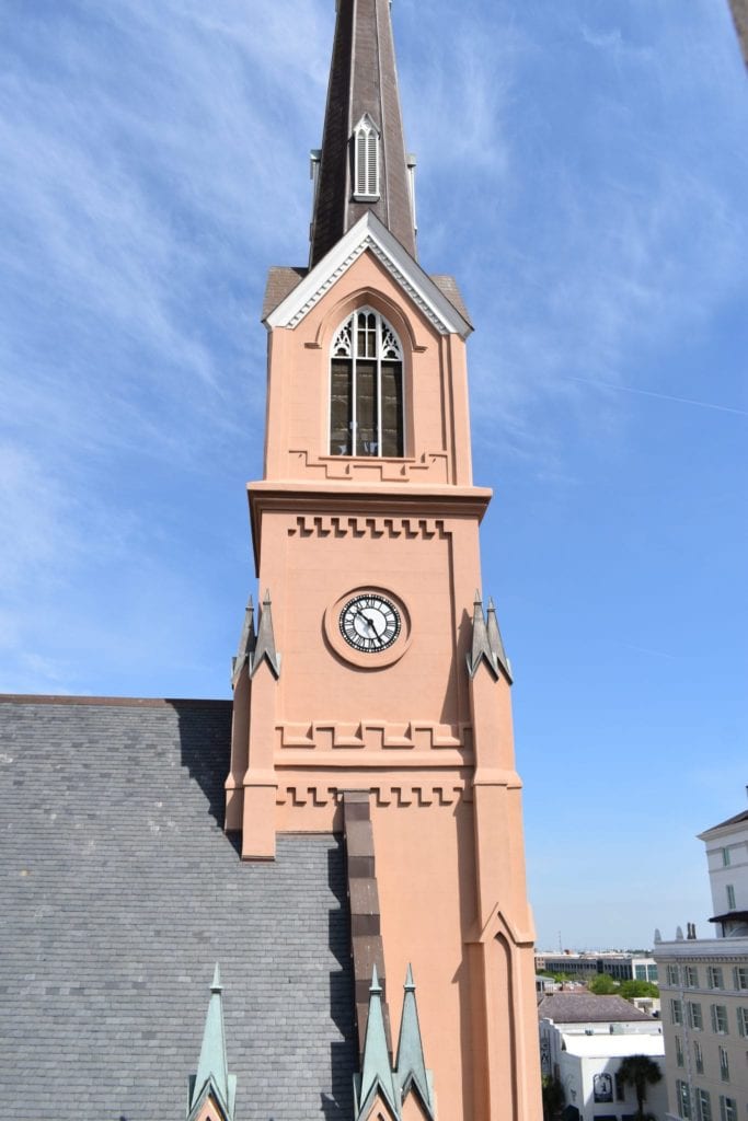 A clock installed on a tower in charleston sc