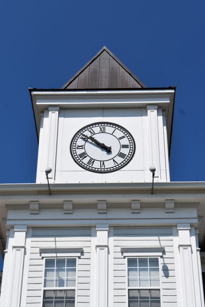 A tower clock installed on a building cupla